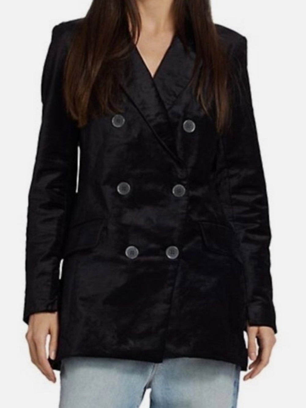 FREE PEOPLE VELVET COSMO DOUBLE BREASTED BLAZER